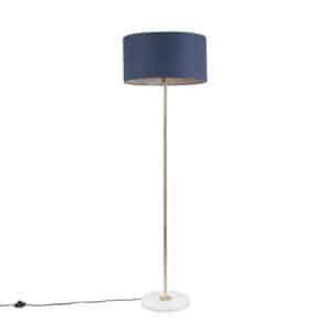 Messing Stehlampe mit blauem Schirm 50 cm - Kaso