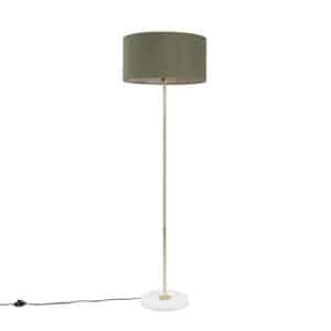Messing Stehlampe mit grünem Schirm 50 cm - Kaso
