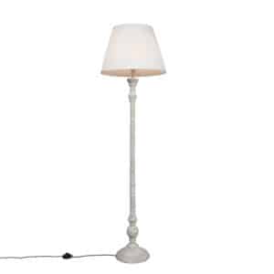 Ländliche Stehlampe grau mit weißem Plisseeschirm - Classico