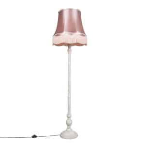 Retro Stehlampe grau mit rosa Oma Schatten - Classico