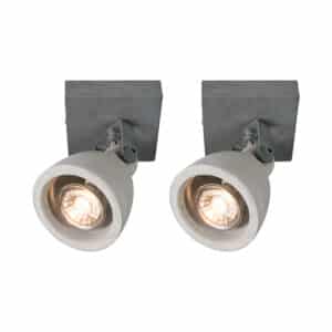 Set aus 2 industriellen Spots grau Beton 1-Flammig - Creto