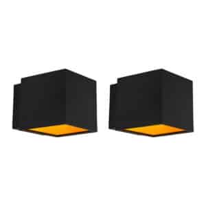 2er Set Design Wandleuchten schwarz / gold inkl. LED - Caja