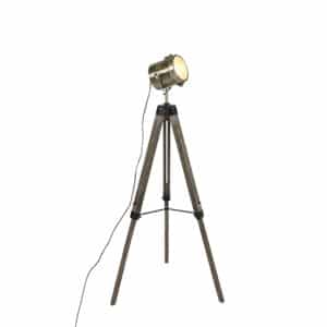 Industriestehlampe Stativholz mit Studiospot - Braha