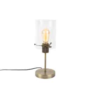 Romantische Tischlampe Bronze mit Glas - Kuppel