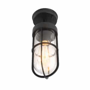 Country Exterior Deckenleuchte schwarz mit Glas IP44 - Elza