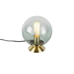 Art Deco Tischlampe Messing mit grünem Glas - Pallon