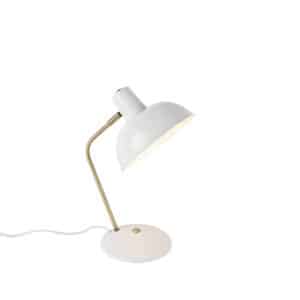 Retro Tischlampe weiß mit Bronze - Milou