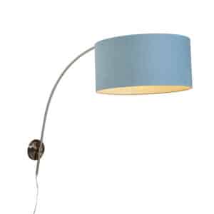 Wandbogenlampe Stahl mit Schatten blau 50/50/25 einstellbar