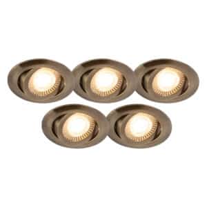 Set mit 5 modernen Einbaustrahlern aus Bronze inkl. LED 3-stufig dimmbar - Mio