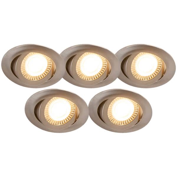 5er Set moderne Einbaustrahler Stahl inkl. LED 3-Stufen dimmbar - Mio