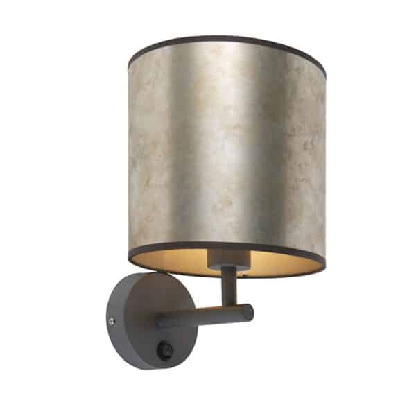 Vintage Wandlampe dunkelgrau mit Zinkschirm - Matt