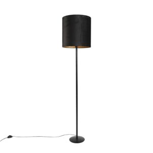 Schwarze Stehlampe mit Veloursschirm schwarz mit Gold 40 cm - Simplo