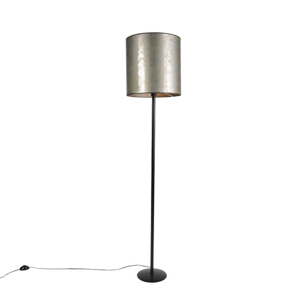 Schwarze Stehlampe mit altem Taupeschirm 40 cm - Simplo