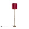 Vintage Stehleuchte Gold mit rotem Schirm 40 cm - Simplo