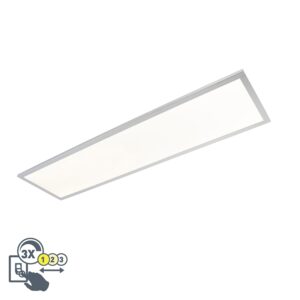 Schöne längliche Deckenleuchte Chrom inkl. LED IP44 - Flat