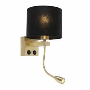 Art Deco Wandlampe Gold mit schwarzem Schirm - Brescia