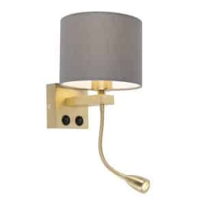 Art Deco Wandlampe Gold mit grauem Schirm - Brescia