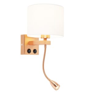 Art Deco Wandlampe Kupfer mit weißem Schirm - Brescia