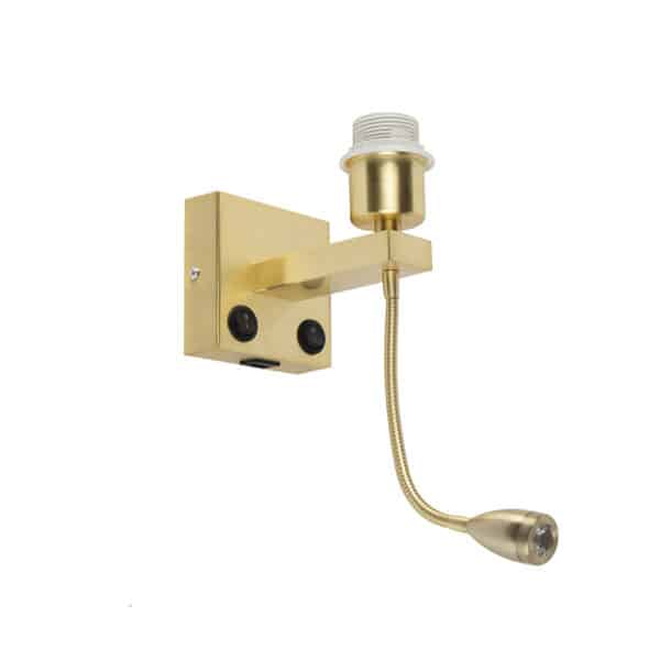 Art Deco Wandlampe Gold mit USB und Flexarm - Brescia Combi