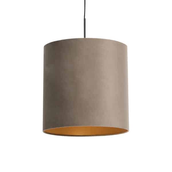 Hängelampe mit Samtschirm taupe mit Gold 40 cm - Combi