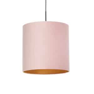 Hängelampe mit Veloursschirm rosa mit Gold 40 cm - Combi