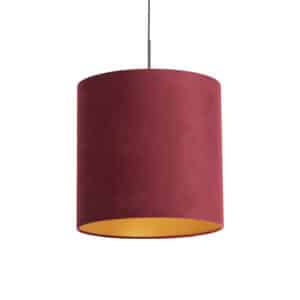 Hängelampe mit Veloursschirm rot mit Gold 40 cm - Combi