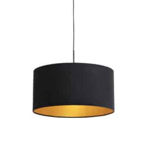 Hängelampe mit Veloursschirm schwarz mit Gold 50 cm - Combi