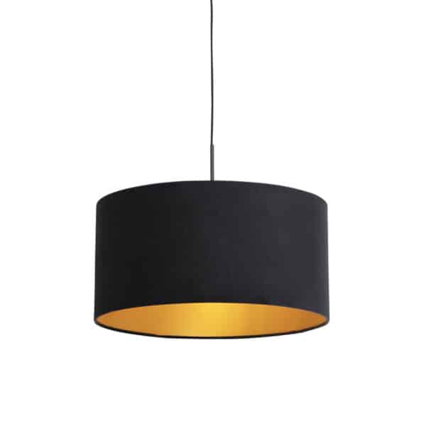 Hängelampe mit Veloursschirm schwarz mit Gold 50 cm - Combi