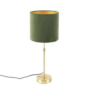 Tischlampe Gold / Messing mit Veloursschirm grün 25 cm - Parte