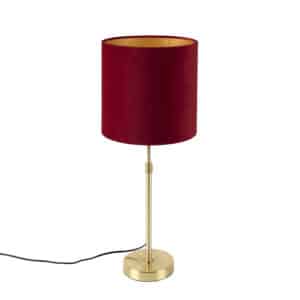 Tischlampe Gold / Messing mit Veloursschirm rot 25 cm - Parte