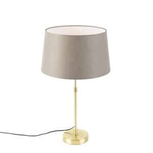 Tischlampe Gold / Messing mit Leinenschirm Taupe 35 cm - Parte