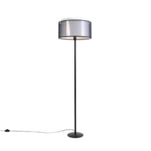 Schwarze Stehlampe mit Duo-Schirm schwarz / weiß 47 cm - Simplo