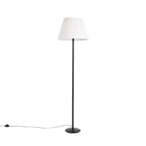 Moderne Stehlampe schwarz mit weißem Faltenschirm 45 cm - Simplo