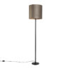 Stehlampe schwarz mit Veloursschirm taupe/gold 40 cm - Simplo