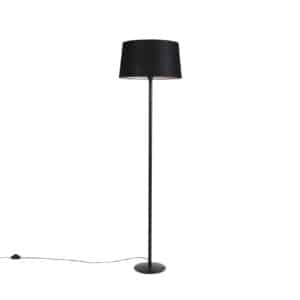 Schwarze Stehlampe mit Leinenschirm schwarz 45 cm - Simplo