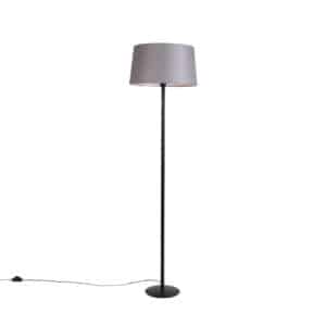 Schwarze Stehlampe mit Leinenschirm dunkelgrau 45 cm - Simplo