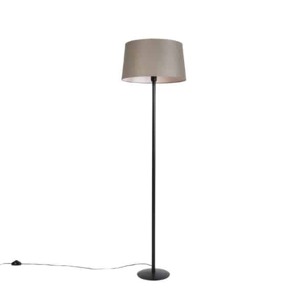 Schwarze Stehlampe mit Leinenschirm taupe 45 cm - Simplo