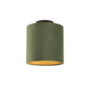 Deckenleuchte mit Samtschirm grün/gold 20 cm - Combi schwarz