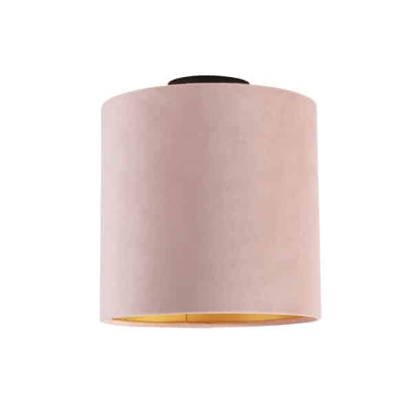 Deckenleuchte Samtschirm rosa/gold 25 cm - Schwarzer Combi