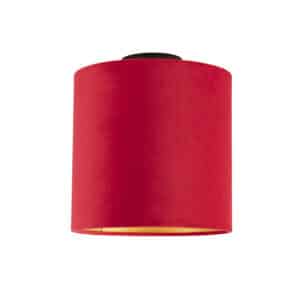 Deckenleuchte mit Samtschirm rot/gold 25 cm - Combi schwarz