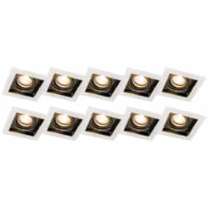 Set mit 10 Einbaustrahlern aus weißem Stahl - Carree