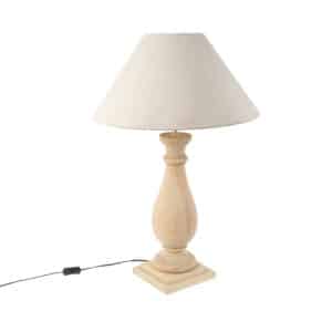 Rural Tischlampe Holz mit taupe Schatten Velours - Klette