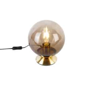 Art Deco Tischlampe Messing mit Rauchglas - Pallon