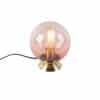 Art Deco Tischlampe Messing mit rosa Glas - Pallon