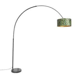 Botanische Bogenlampe schwarzer Samtschirm Pfau Design 50 cm - XXL