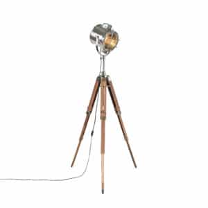 Stehleuchte mit Holzstativ und Studiospot - Tripod Shiny