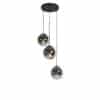 Art Deco Hängelampe schwarz mit Rauchglas 3-Licht - Pallon