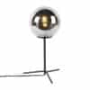 Art Deco Tischlampe schwarz mit Rauchglas 45