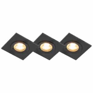 Set mit 3 Bad-Downlights schwarz IP44 - Xena Square