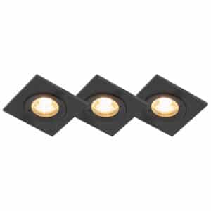 Set mit 3 Bad-Downlights schwarz IP44 - Xena Square